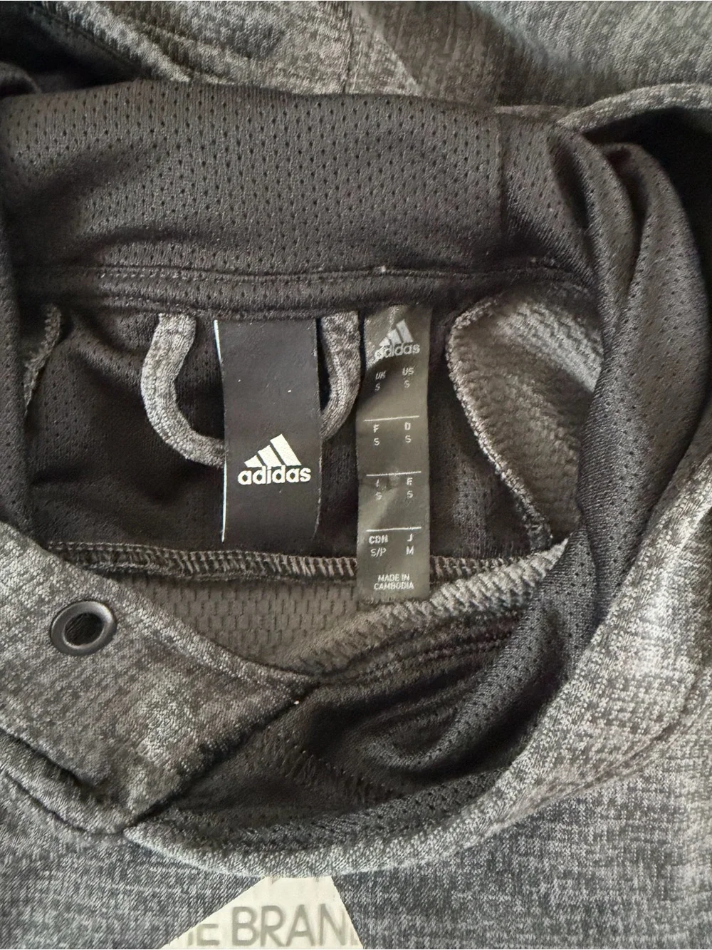 SMALL/Adidas Men's Dark Gray Logo Hoodie